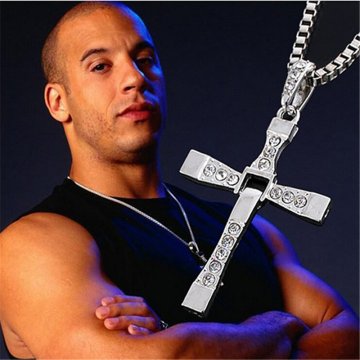 Strieborná retiazka na krk s krížikom - Dominic Toretto - Rýchlo a zbesilo