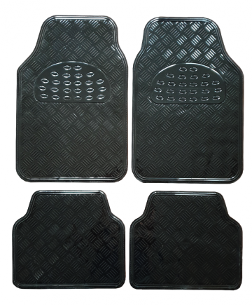 Univerzální gumové koberce hliníková imitace černé - 4ks