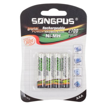 Dobíjacie tužkové batérie AAA 2700mAh SongPus…