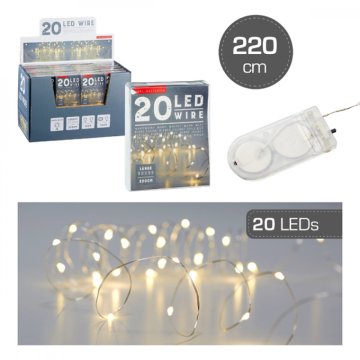 Světelný řetěz micro 20 LED, 220cm, 2xCR2032, teplá bílá