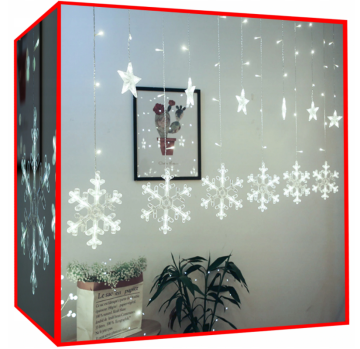 Vianočné osvetlenie vonkajšie / vnútorné, Svetelný záves hviezdy 138 LED, studená biela, 5,7 m
