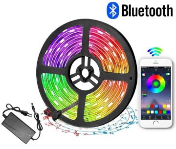 Farebný Bluetooth RGB LED pásik, IP65, 220V, 5m
